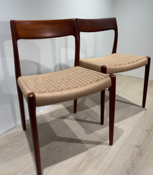 Renoveret NO Møller 77 spisestuestol i teaktræ