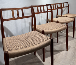 Renoverede NO Møller 79 spisestuestole i teaktræ